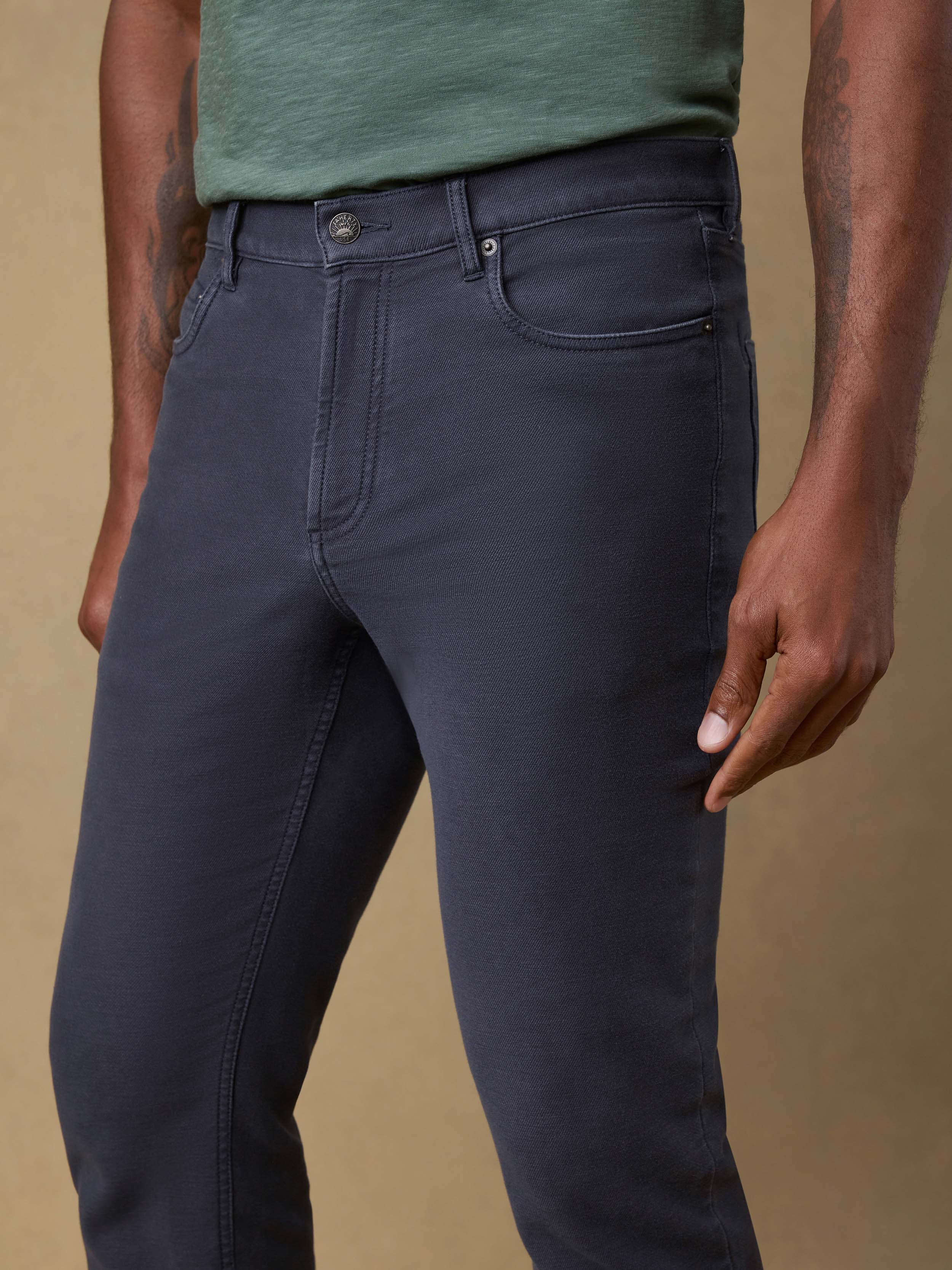 Stretch Terry 5-Pocket Pant - Navy