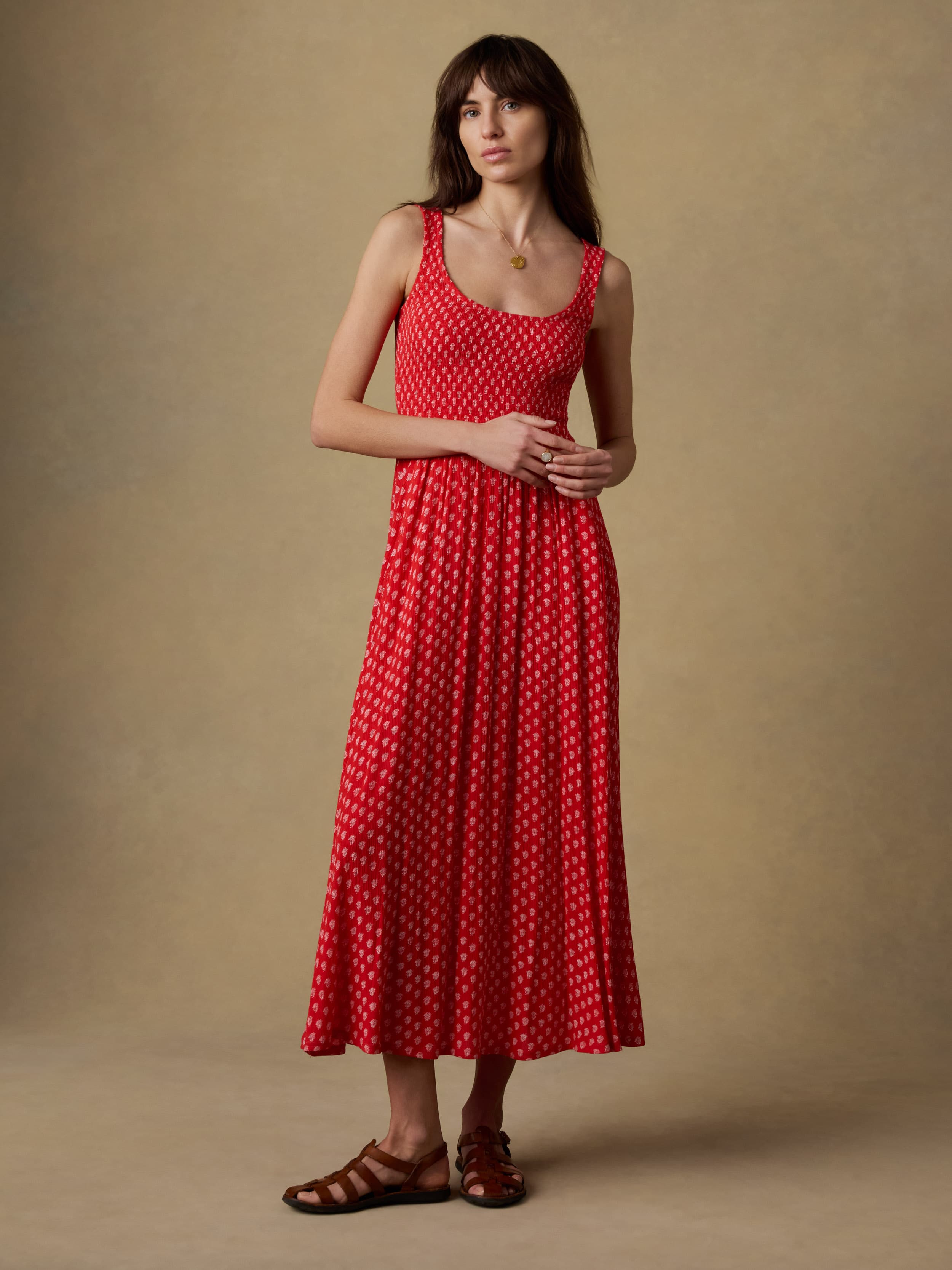 Sophia Smocked Dress - Red Lotus Floral