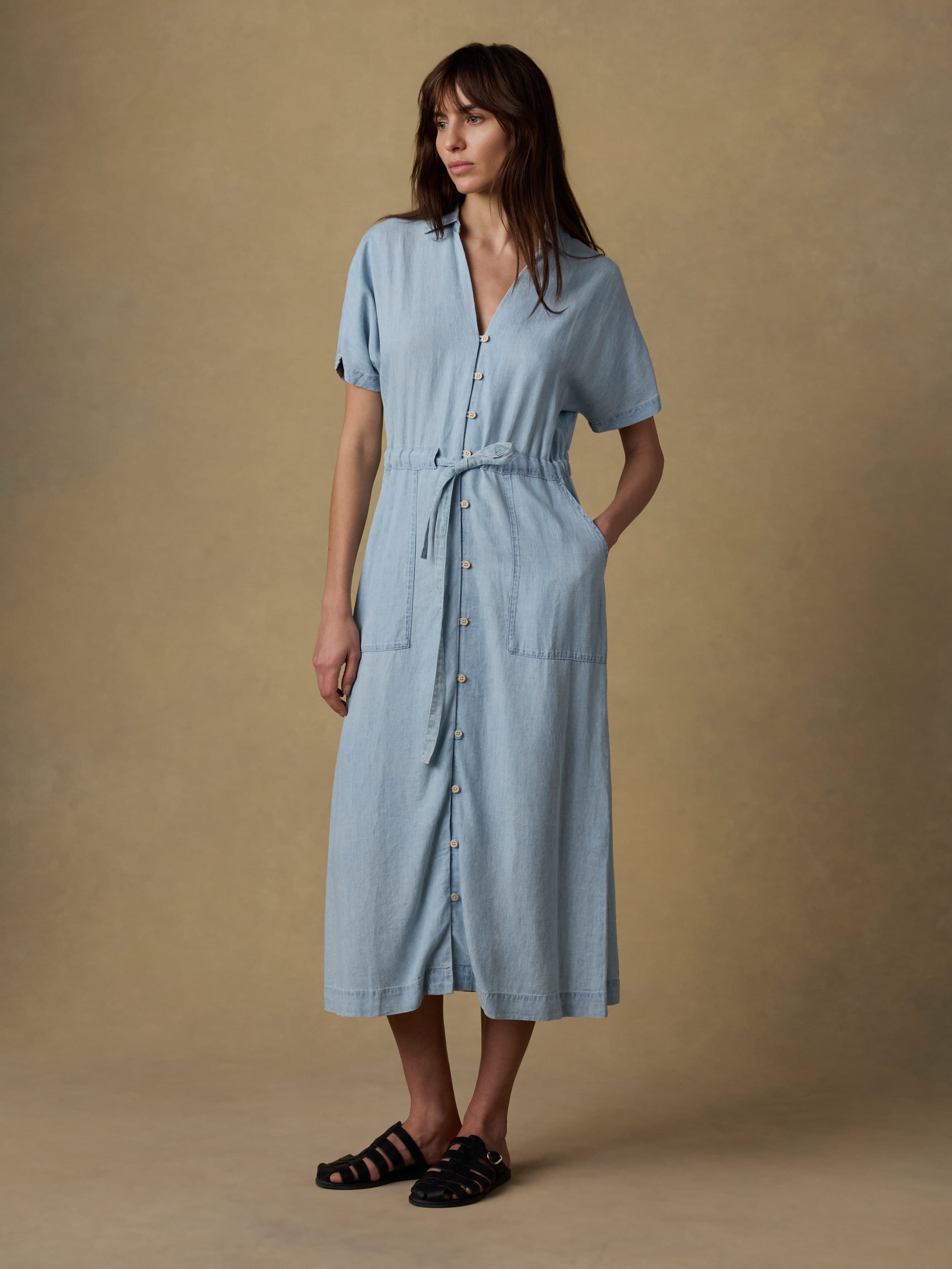 Tried & True Oakley Midi Dress - Arctic Sea Wash