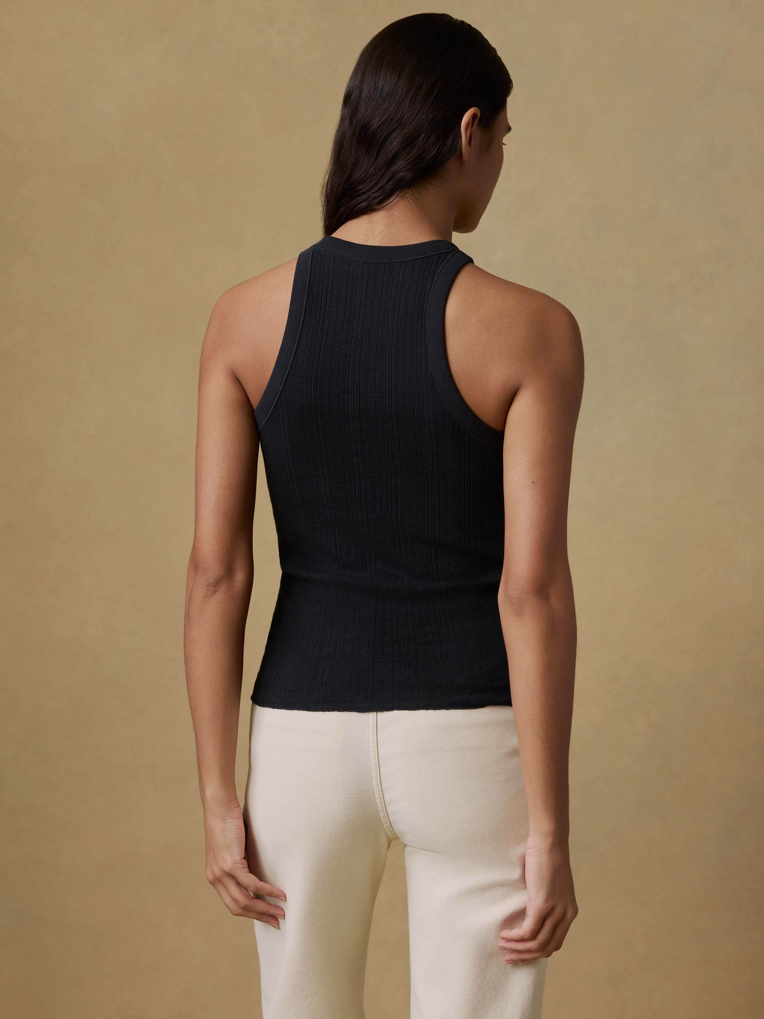 Paradise Pointelle Tank - Black