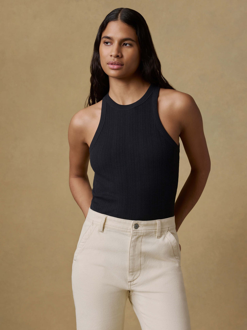 Paradise Pointelle Tank - Black