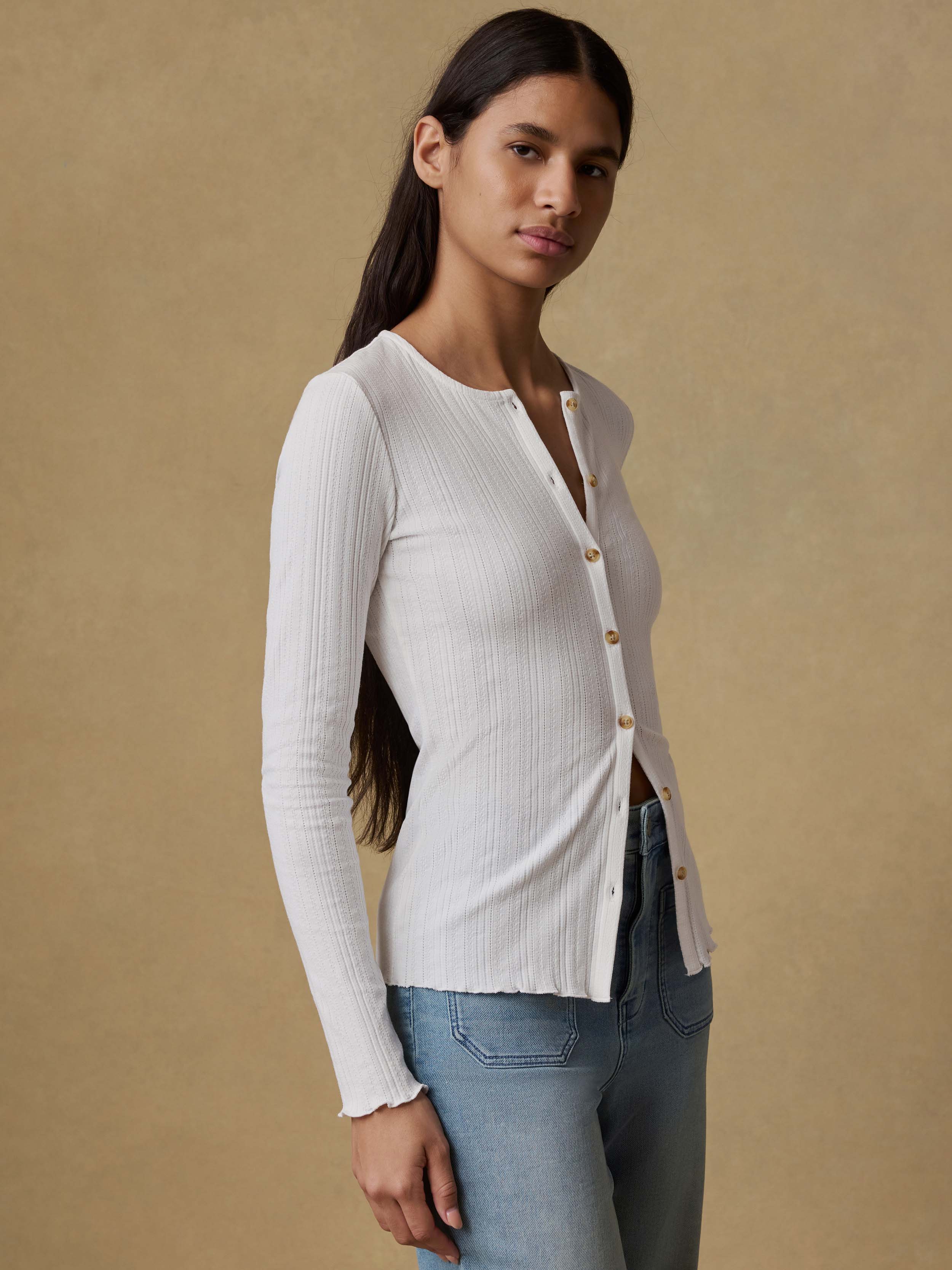 Paradise Pointelle Cardigan - White