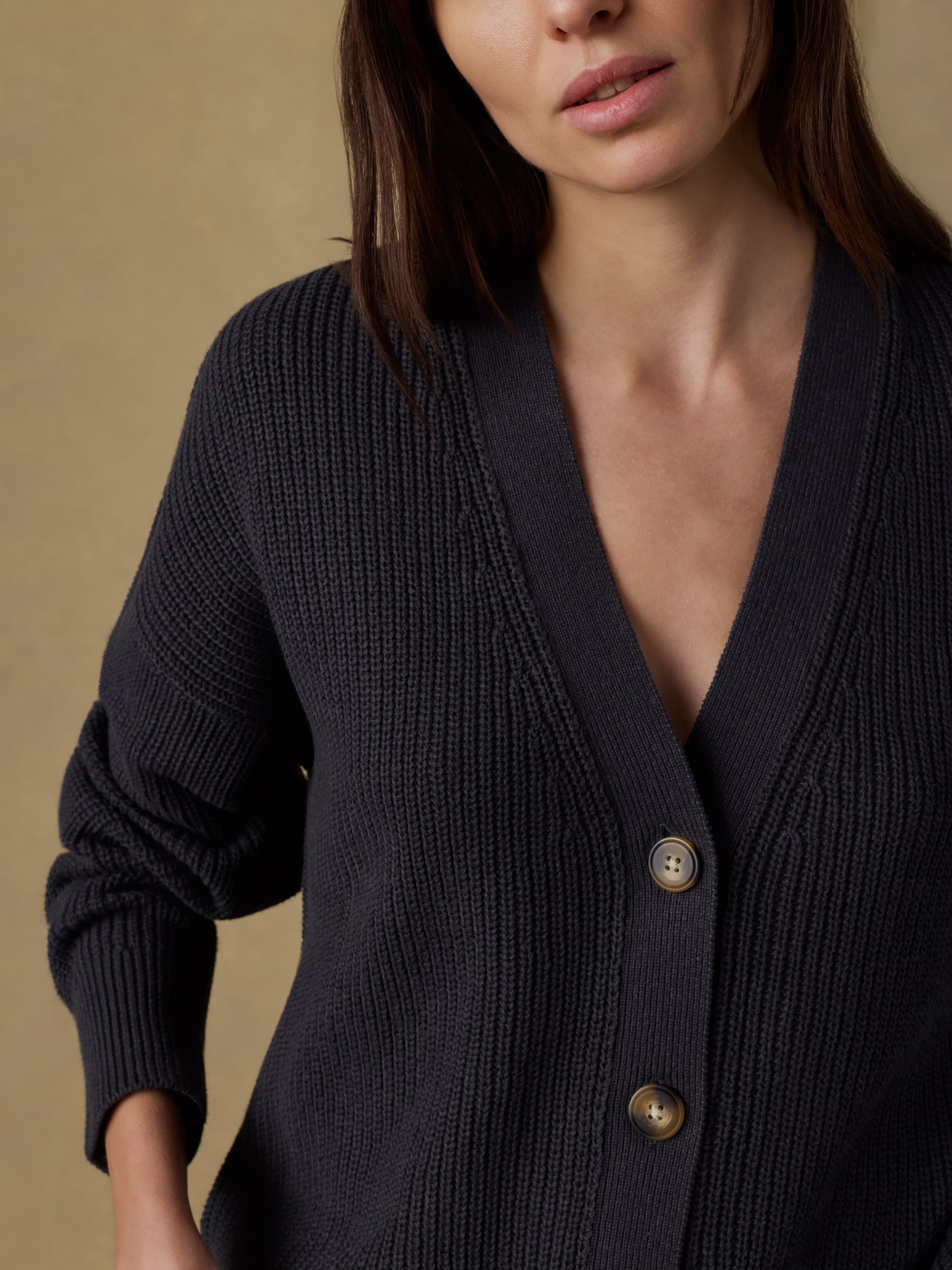 Miramar Linen Relaxed Cardigan - Washed Black