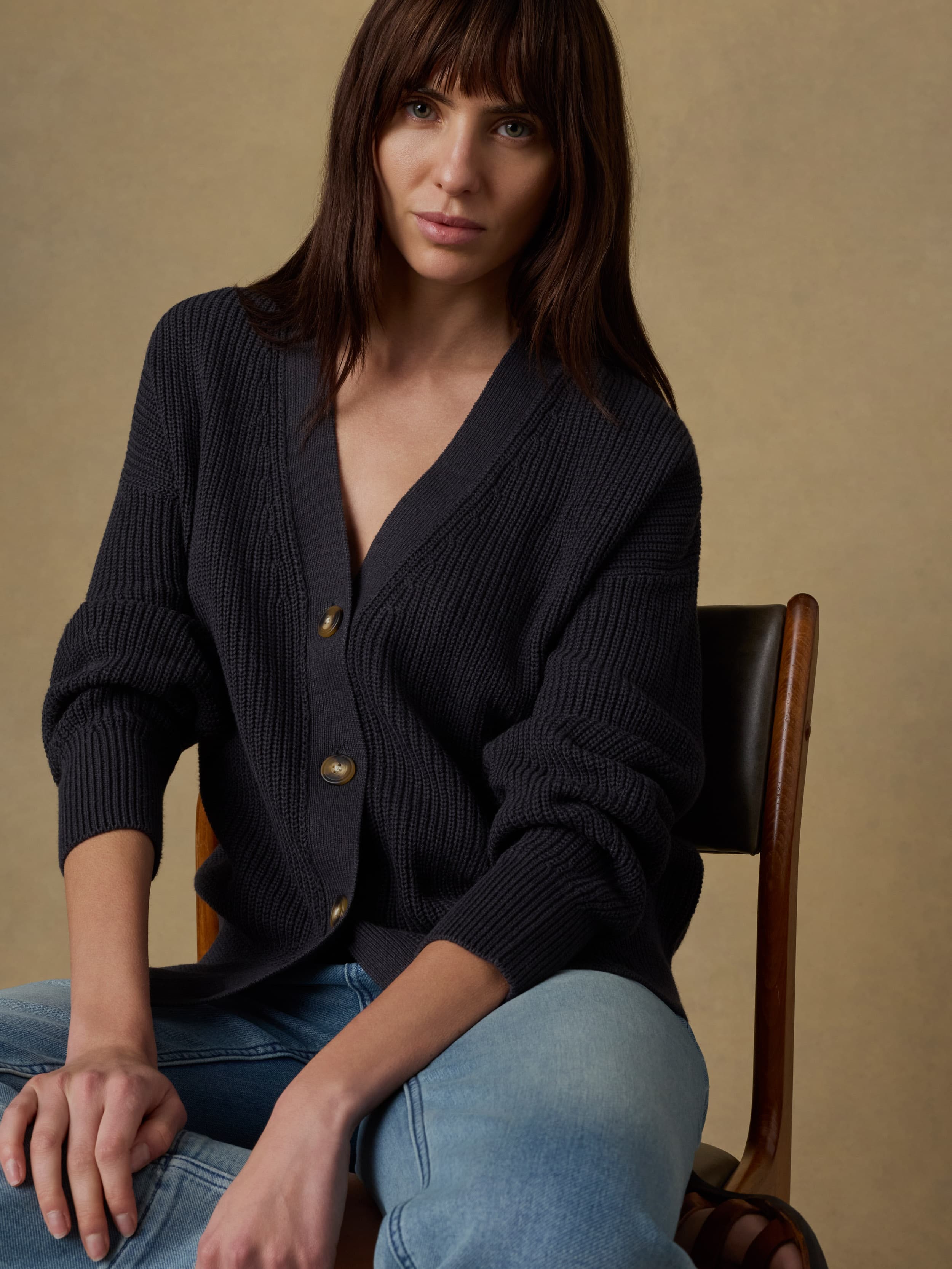 Miramar Linen Relaxed Cardigan - Washed Black