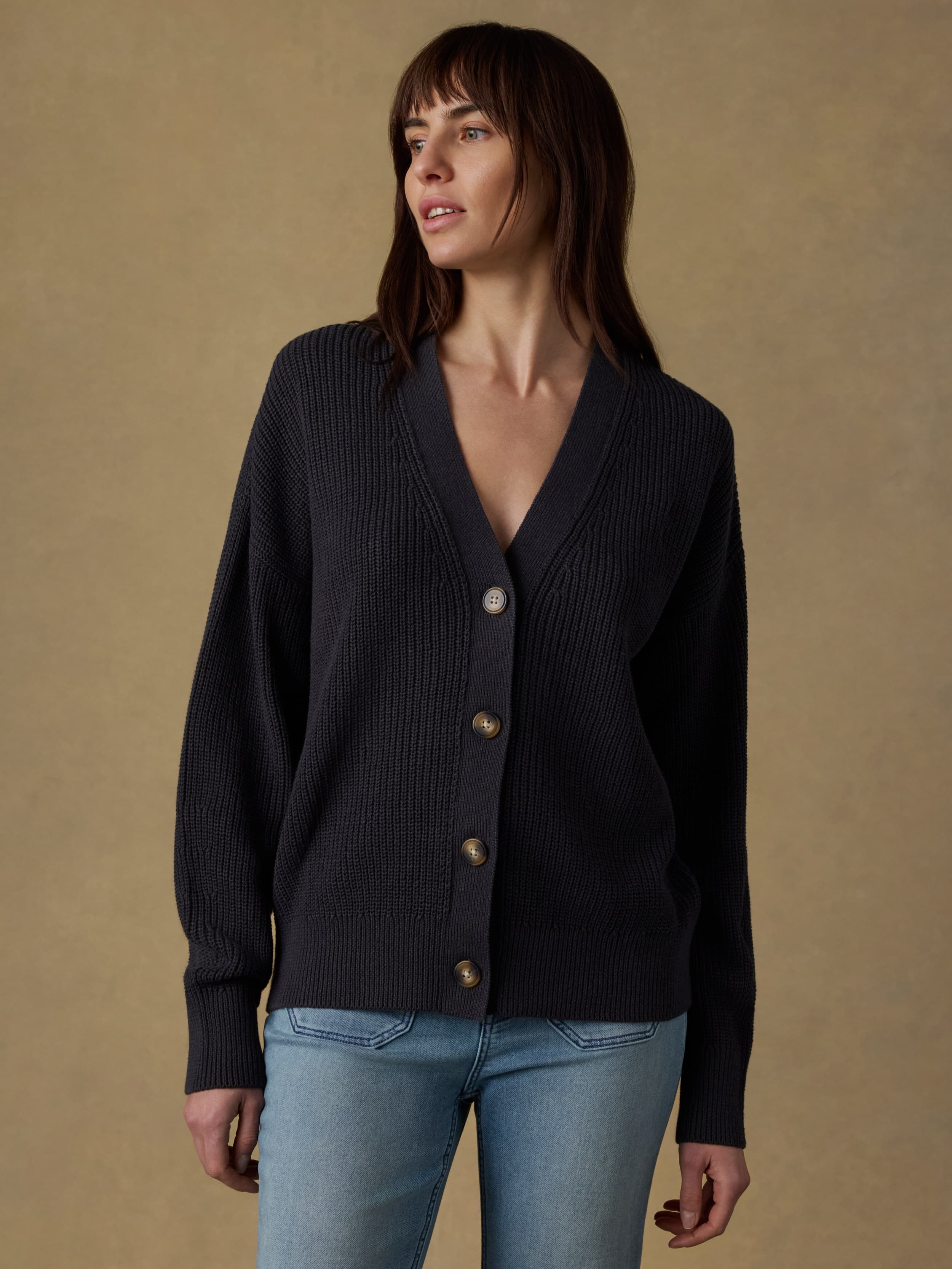 Miramar Linen Relaxed Cardigan - Washed Black