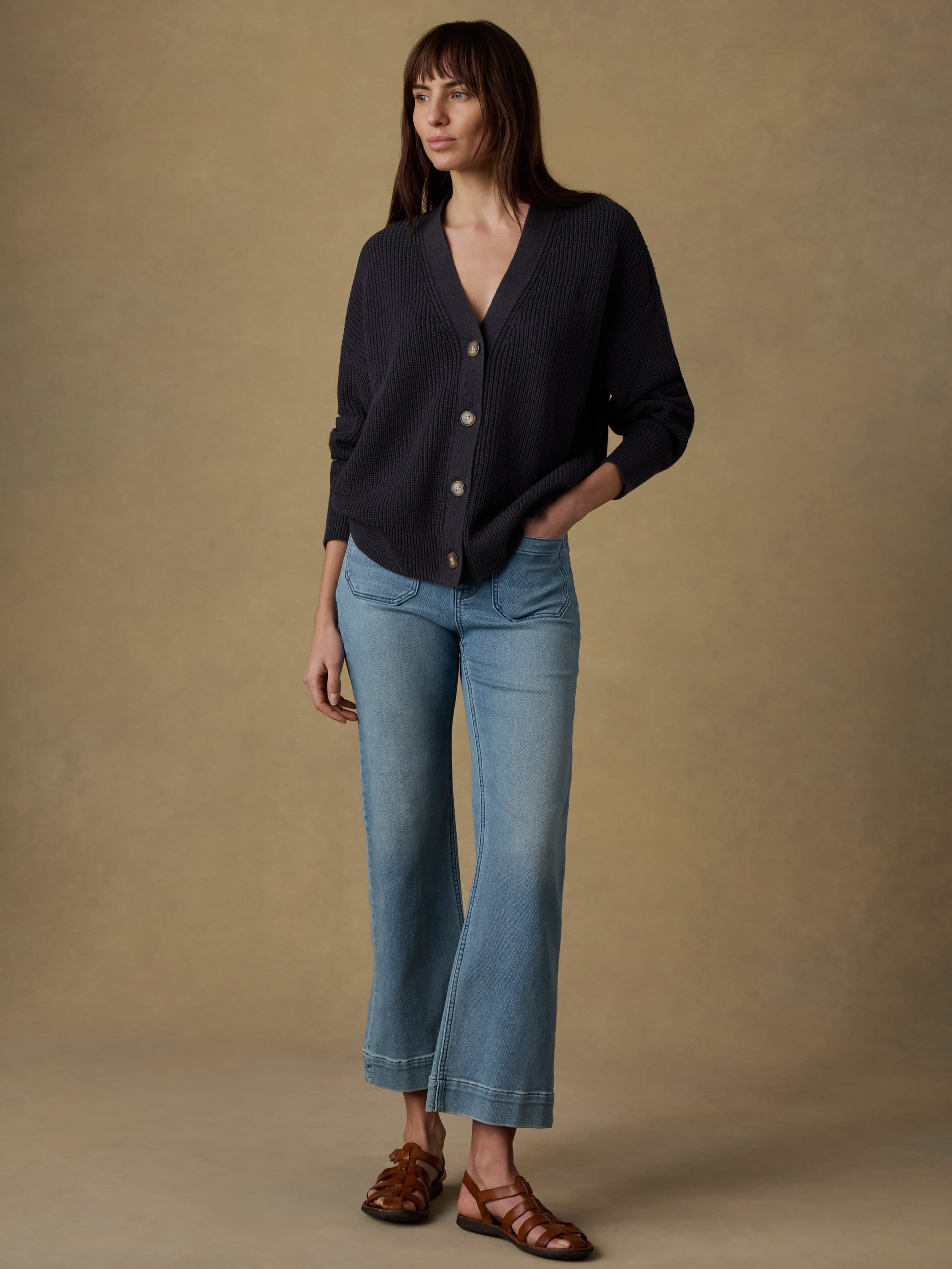 Miramar Linen Relaxed Cardigan - Washed Black